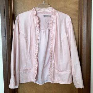 Chicos Soft “Petal” Pink Jacket with reptile-like print. Size 3 (XL).